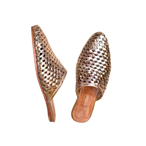 Nordstrom Jeffrey Campbell DASHI gold woven slides WOMEn’s shoes size 6 - Picture 3 of 16